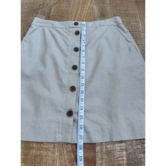 J. Crew Women's Beige Button Front Skirt A Line Linen Blend Career 4 - Picture 12 of 12